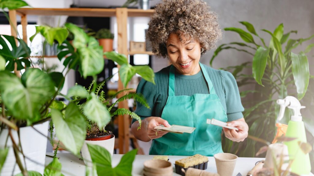 woman with plants free dinner RLE cataract