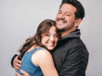 Man and girl hugging RLE self test