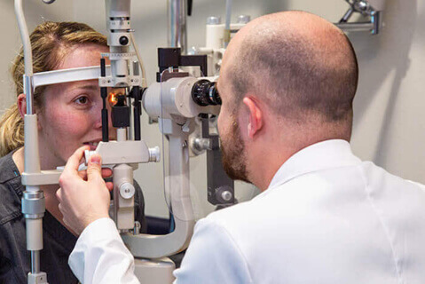 Patient getting an eye exam