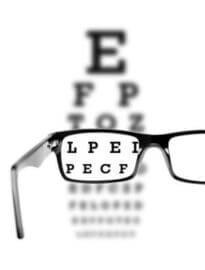 Eye chart and glasses