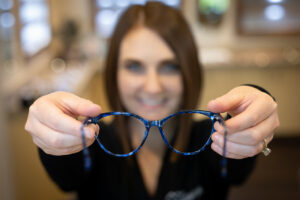 Optician with glasses